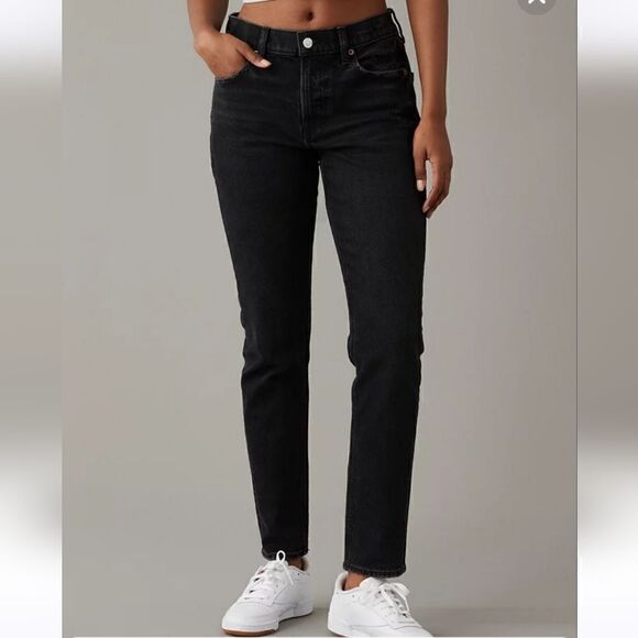 American Eagle The '90s Distressed Skinny Jean in Black Stretch Size 4 - Picture 1 of 14